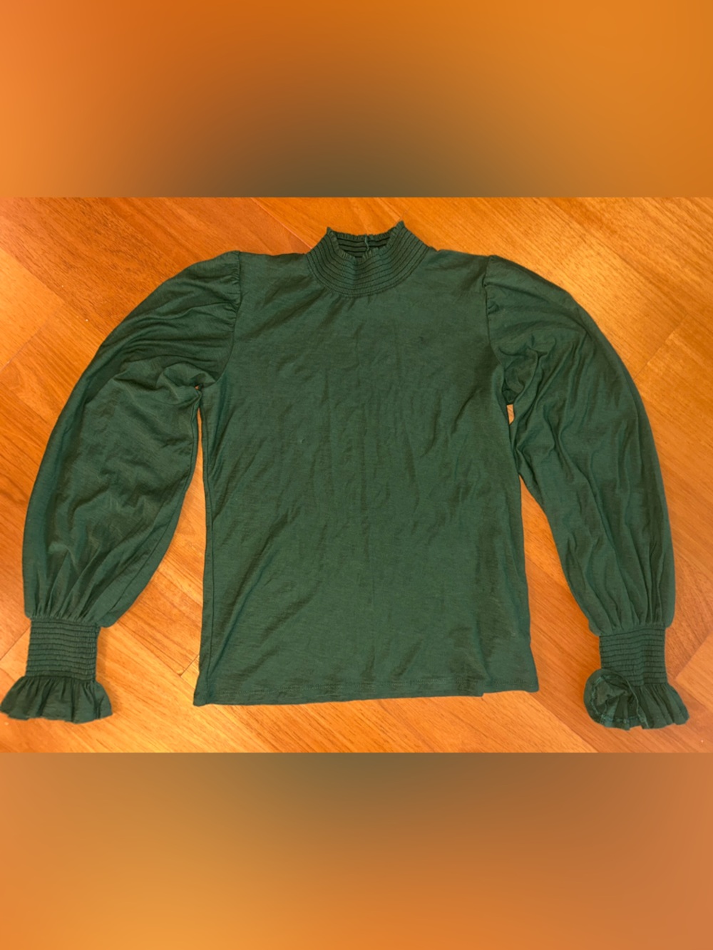 Nation LTD Prim and Proper Forest Green Long Puff Sleeve Top Size M Medium
